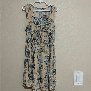 O'Neill girls Floral Sleeveless Dress - Cream and Green